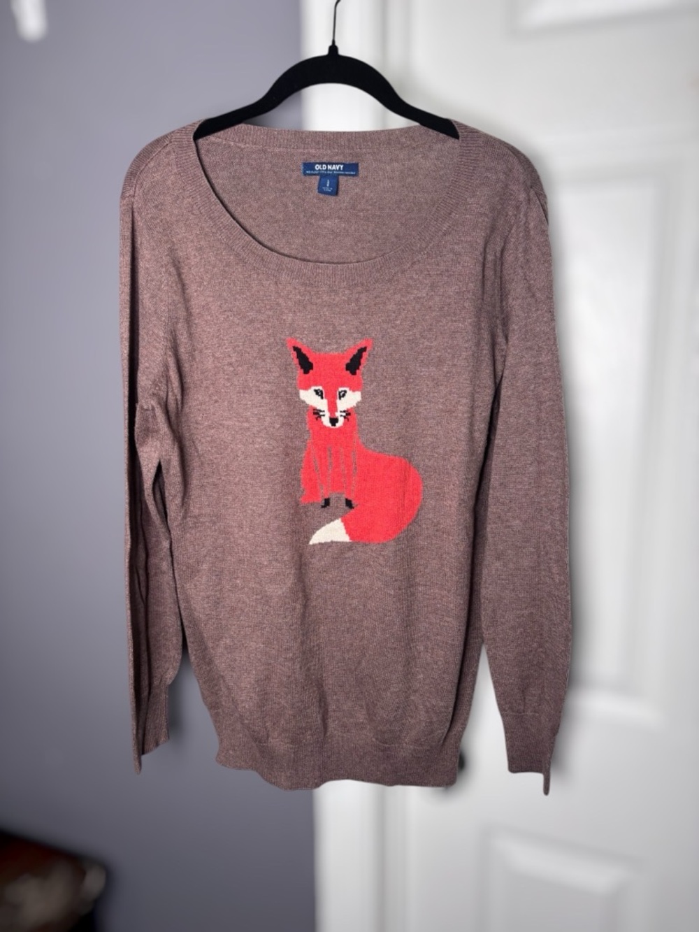 Old Navy Brown Fox Sweater Long Sleeve Size Large